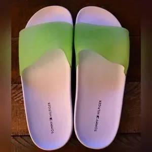 Brand New Men\'s Size 8/ 9.5 W, White and Lime Grean Tommy Hilfiger Slides Tommy Hilfiger | Shoes | Brand New Mens Size 8 95 W White  main image 2